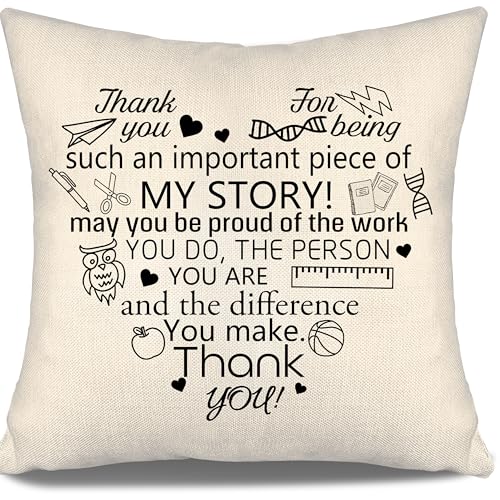 Thank You for Being Such An Important Piece of My Story May You Be Proud of The Work You Do The Person You Are Throw Pillow Cover Thank You Gift for Teachers Graduation Retirementt Birthday Gift - color: Thank You