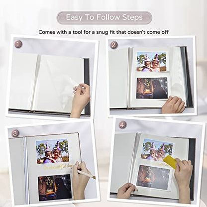 Popotop Large Photo Album Self Adhesive 4x6 5x7 8x10 Scrapbook Album DIY Picture Book,Gifts for Mom,Family Baby and Wedding,with Metal Pen and Plastic Board - color: Brown, size: 11.5"x10.6"40pages