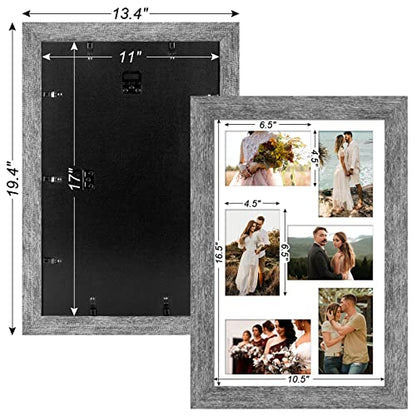 11x17 Collage Frame, 6 Open 4x6 Photo Frame Collage for Wall - color: Grey, size: 11x17 - (6 open4x6）