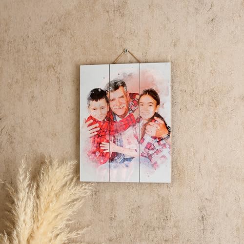 Personalized Valentine’s Day Gift for Him or Her Custom Photo on Wood - color: Watercolor Design