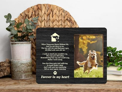 Dog Memorial Picture Frame, In Loving Memory Wooden Photo Frame, Sympathy & Bereavement Gifts for Loss of Dog - 'When Tomorrow Starts Without Me' Frame - Pet Remembrance Gift - c06 - style: Dog Memorial 5