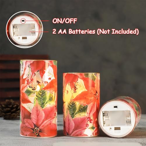 Crystal Club Red Poinsettia Christmas Flameless Candles with Remote - style: Poinsettia