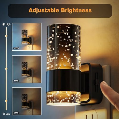 JandCase Night Lights Plug into Wall, 2 Pack Automatic LED Night Light - color: Black Ring-3000K, size: 2 Pack
