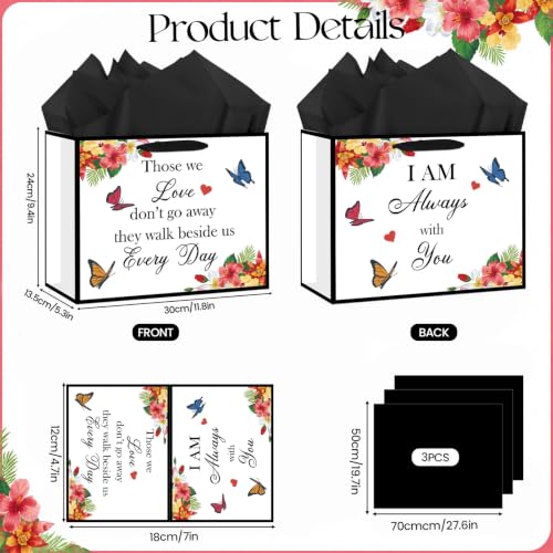 Butterfly Sympathy Gift Bag for Loss of Loved One Memorial Wrapping Paper Bag with Sympathy Card Tissue Paper Those We Love Don't Go Away Bag for Funeral Loss of Dog Pet Mom Dad Husband Bereavement - color: Butterfly