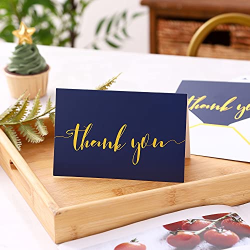 Winoo Design Heavy Duty Thank You Cards with Envelopes - 36 PK - Gold Thank You Notes 4x6 Inches Baby Shower Wedding Cards Small Business Graduation Funeral Bridal Shower (Navy Blue) - style: Navy Blue