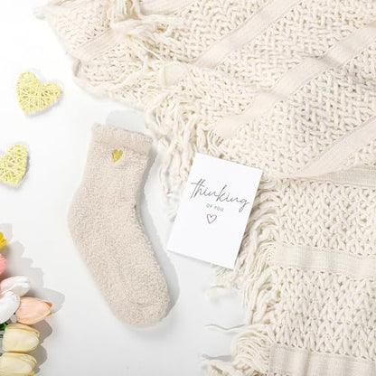 Get Well Soon Gifts for Women, Sympathy Gift Baskets, Thinking of You Care Package, Sending Hugs Box, After Surgery Feel Better Gifts with Snuggly Knitted Tassel Blanket (Ivory) - color: Ivory