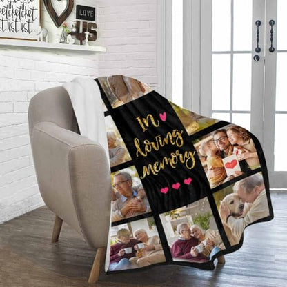 Personalized Memorial Photo Blankets,Blanket with Pictures Customized in Memory of Loved One Gifts - color: Color 24