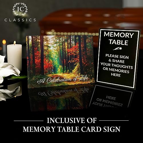 Funeral Guest Book | Memorial Guest Book | Guest Book for Funeral Hardcover | Guestbook for Sign in, Celebration of Life Memorial Service | Funeral Guest Sign Book with Memory Table Card Sign Included - style: Forest