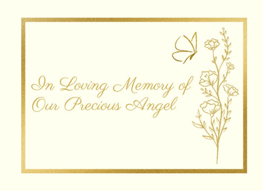 Baby Funeral Guest Book: Sign In Condolence and Share Memory or Messages at Memorial Service, Elegant White & Gold Guest Book with Butterfly & Flowers Design