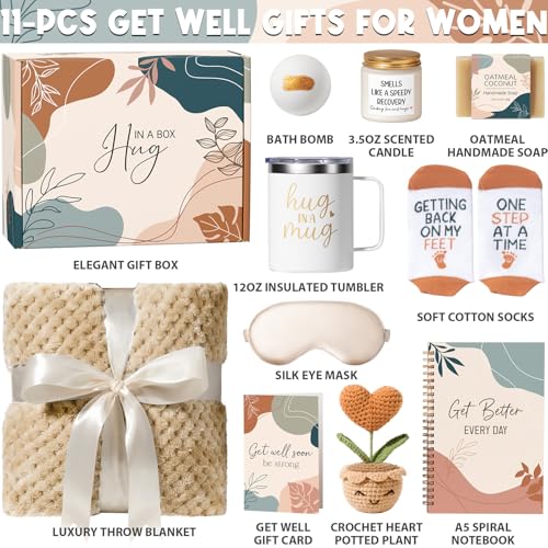 Get Well Gifts Basket for Women After Surgery Recovery Cancer Care Package | Get Well Soon Gift Baskets Feel Better Chemo Self Care Package Thinking of You Encouragement Comfort Gift Box for Sick Friend - color: Light Tan