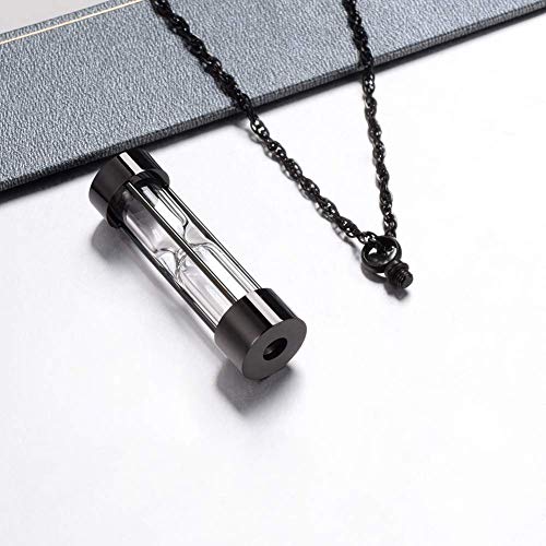 abooxiu Hourglass Urn Necklace for Ashes Cremation Jewelry for Ashes Stainless Steel Memorial Keepsake Ashes Necklace - color: Black