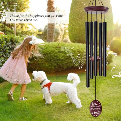 Pet Memorial Wind Chimes for Loss of Dog - Sympathy Windchimes with Deep Tone 5 Tuned Tubes, Loss of Pet Sympathy Gift, Dog Passing Remembrance Gifts, Outside Garden Decor - size: 1
