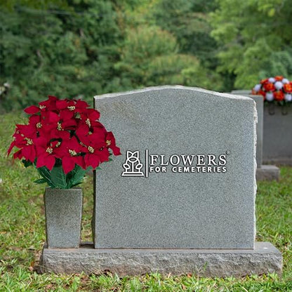 Artificial Flowers for Cemeteries - Red Poinsettias with Gold Glitter - (1) Bouquet - color: Red W Gold Glitter, size: (1) Bouquet