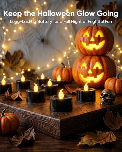 Homemory 24-Pack Black Flameless Battery Tealight Candles, 200+ Hours - color: Black, size: Pack of 24