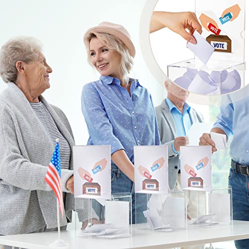 Bucherry 3 Pcs Acrylic Donation Box with Slot, 6 x 5 x 5 Inches Clear Ballot Suggestion Raffle Ticket Box with Sign for Fundraising, Raffle, Collecting, Donating, Voting - color: Clear