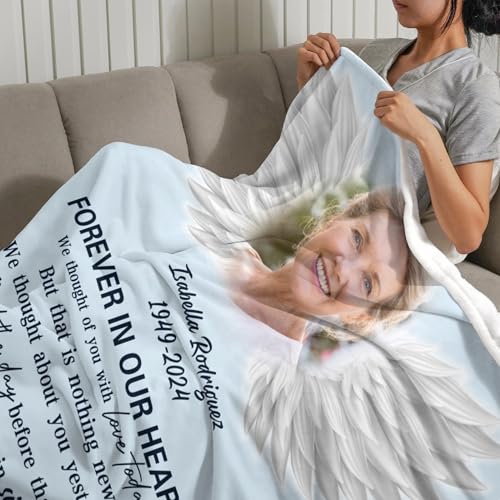 Custom Memorial Blanket with Picture Personalized Sympathy Remembrance Condolences Bereavement Gifts Sympathy Gifts for Loss of Loved One Mother Dad Grandma Grandpa Sister Daughter Friend - color: Design12