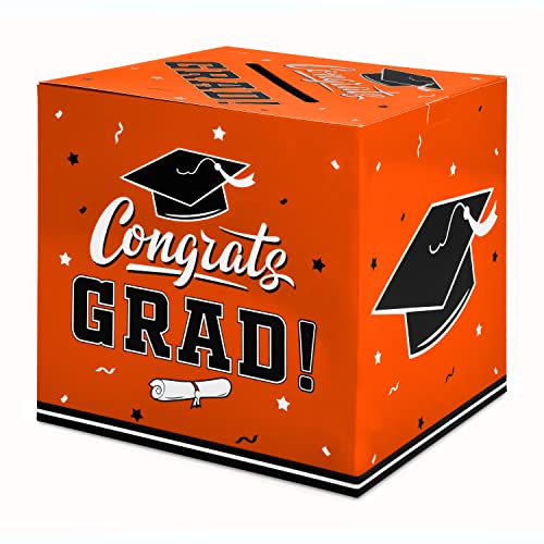 Gatherfun Graduation Party Decorations Grad Card Box for Graduation Party Favors Decor Party Supplies Orange - color: Orange