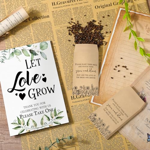 Maitys 101 Pcs Let Love Grow Seed Packets Wedding Shower Favors Sign