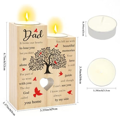 Sympathy Gifts for Loss of Dad Father - Memorial Condolences Bereavement Remembrance Funeral Grief Gifts for Loss of Dads Wooden Candle Holder Candlestick in Memory of dad Gift
