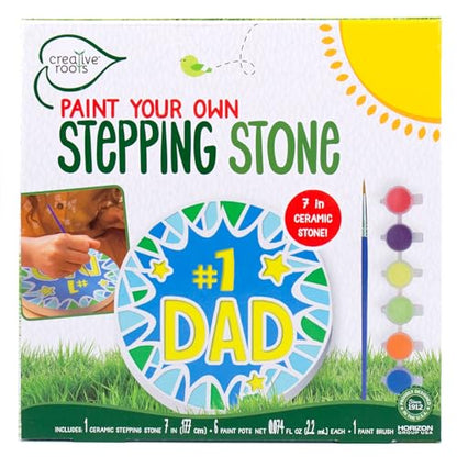 Creative Roots Paint Your Own Stepping Stone Kit, #1 Dad | DIY Garden Stepping Stone Activity, Arts and Crafts Project for Kids, Includes Pre-Cast Ceramic and Paints - style: #1 Dad