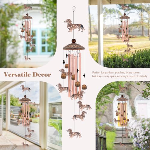 Dachshund Wind Chimes for Outside Dog Wind Chimes Wind Chimes Outdoors | Dachshund Wind Chime Dog Gifts for Women Mom Dog Lovers Memorial Birthday Gift Garden Patio Porch Yard Home - size: 35''-Dachshund