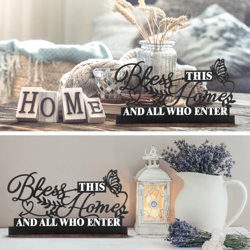 Jetec Inspirational Table Sign Art Decoration, Bless All Who Enter - style: Bless This Home and All Who Enter