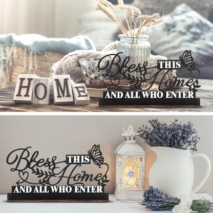 Jetec Inspirational Table Sign Art Decoration, Bless All Who Enter - style: Bless This Home and All Who Enter