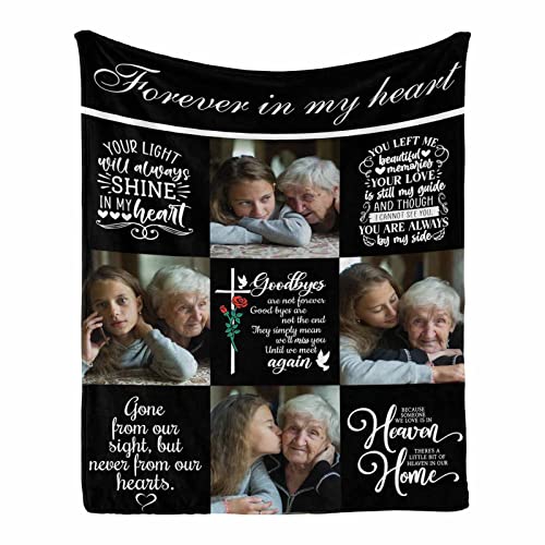 InterestPrint Personalized Memorial Blanket, Remembrance Blanket Memorial Gift, Sympathy Blanket for Loss of Grandma Grandpa - color: Multi V67, size: 30 x 40 Inches