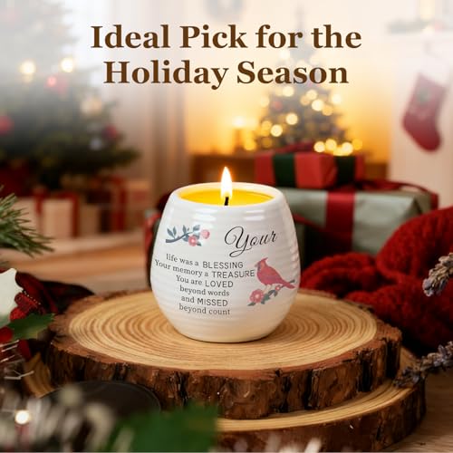 Sympathy Gifts for Loss of Loved One - Cardinal Memorial Candle, 18OZ Lavender Candles in Ceramic Jar, Sympathy/Bereavement/Condolence/Memorial Gifts for Loss of Mother Father Friend