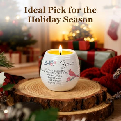 Sympathy Gifts for Loss of Loved One - Cardinal Memorial Candle, 18OZ Lavender Candles in Ceramic Jar, Sympathy/Bereavement/Condolence/Memorial Gifts for Loss of Mother Father Friend