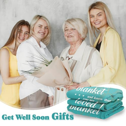 Get Well Soon Gifts, Cancer Care Gifts for Women or Men, Inspirational Gifts for Her Him， Encouragement Healing/After Surgery/Thinking of You Gifts, Hug Blanket 60"x50"（Teal） - color: Tael
