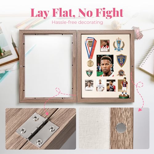 HOUSE DAY 11x14 Deep Shadow Box Frame with Linen Back, Pins, Walnut - color: Walnut, size: 11x14