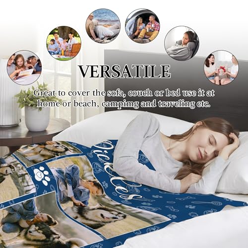 Ship Next Day, Personalized Dog Memorial Gifts, Custom Pet Blanket with Picture Name, Customized Pet Memorial Blanket with Photos, Loss of Pet Sympathy Gift, Dog Passing Away Bereavement Gifts - color: Dog Blanket 4