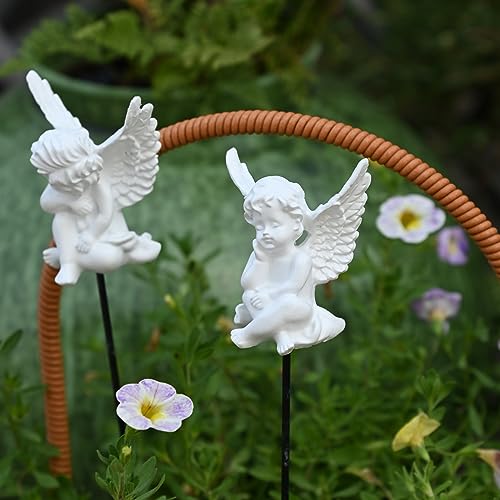 OwMell Set of 2 Decorative Angel Garden Stakes, Angel Memorial Garden Decor - style: Cherubs