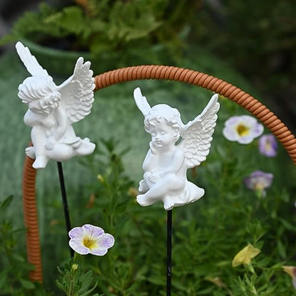 OwMell Set of 2 Decorative Angel Garden Stakes, Angel Memorial Garden Decor - style: Cherubs
