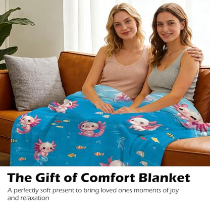 Axolotl Blanket 50x60 Inches, Super Soft Plush Fleece Throw Blanket, Cute Animal Gifts for Girls Boys Kids Teens, Cozy Bedding for Bed Couch, Lightweight & Warm - color: Axolotl