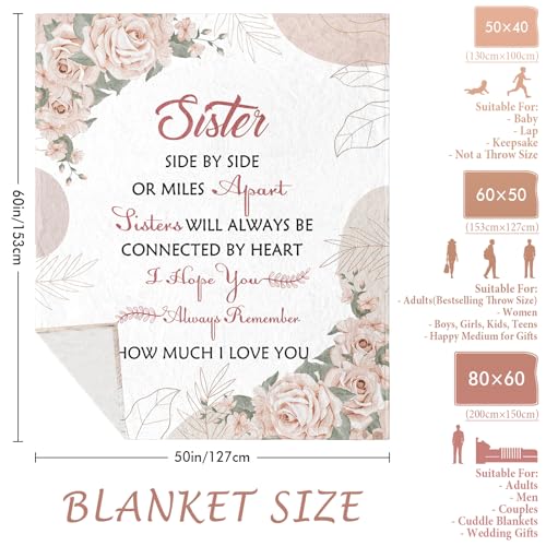 Sisters Gifts from Sister, Sister Gifts Blanket 60"x50", Sister's Birthday Gift, Big Sisters Gift Ideas for Mothers Day Christmas, Best Friend Birthday Present for Women Girls, Bestie Blanket - color: Sister Gifts