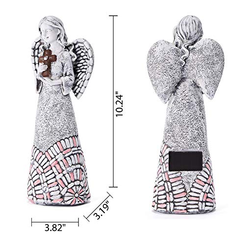 Angel Garden Statues Outdoor Solar Decor Gifts for Women Cross Praying for Cemetery Backyard Lawn Yard Decoration（10.24inch） - style: Cross Praying Angel