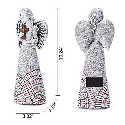 Angel Garden Statues Outdoor Solar Decor Gifts for Women Cross Praying for Cemetery Backyard Lawn Yard Decoration（10.24inch） - style: Cross Praying Angel