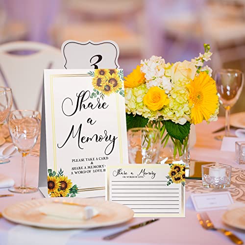 Zonon 50 Pcs Sunflower Share a Memory Cards Sign Place Seating Place Cards | Memorial Cards for Celebration of Life, Funeral, Bridal Shower, Sunflower Wedding Decoration, Birthday Anniversary
