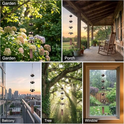 Copper Wind Chime – 5 Temple Bells, Musically Tuned Feng Shui Chime for Home/Outdoor