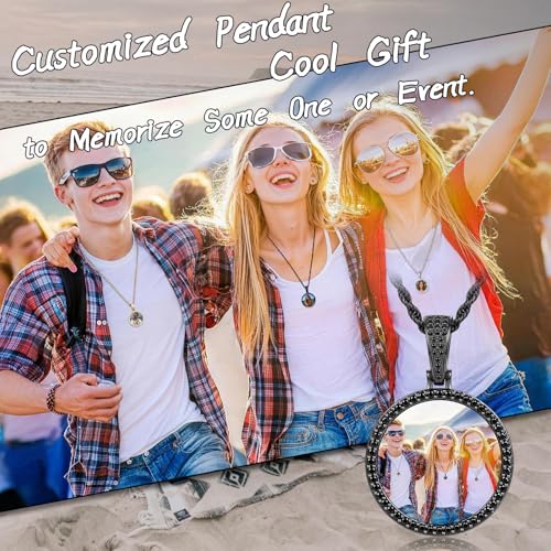 YIMERAIRE Customized Picture Necklace Personalized Circle Chain - color: 00171 Black Circle Pendant+Rope Chain