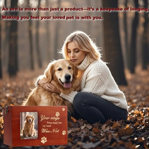 Wood Pet Urns for Dog or Cat Ashes Sets, Pet Cremation Urns - color: Large-Rainbow