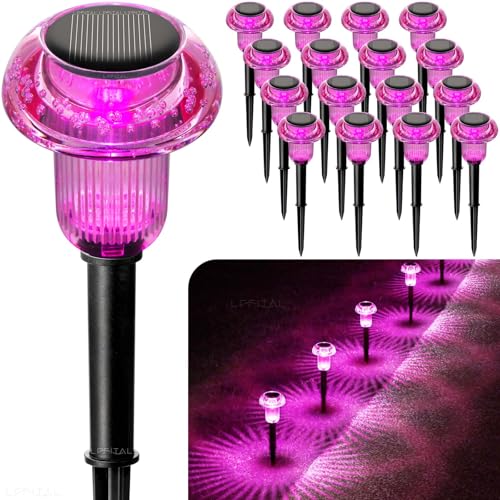 16 Pack Halloween Solar Lights Outdoor Mushroom Decor LED Hot Pink | Auto On/Off Halloween Decorations Solar Pathway Lights Waterproof Yard Lighting for Women Garden Outside Yard Path Landscape - color: Purple, size: 16 Pack