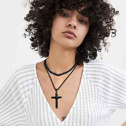 GOLDCHIC JEWELRY Urn Necklaces for Ashes, Stainless Steel Pet/Cross/Birthstone/Tree of Life Personalized Keepsake Memorial Jewelry for Women - color: Cross - Black Plated, style: Personalized Engraving