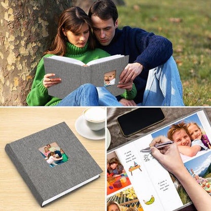 Aevdor 5x7 Photo Album, 240 Photos, Writing Space, Linen Cover, Grey - color: Grey