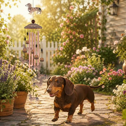 Dachshund Wind Chimes for Outside Dog Wind Chimes Wind Chimes Outdoors | Dachshund Wind Chime Dog Gifts for Women Mom Dog Lovers Memorial Birthday Gift Garden Patio Porch Yard Home - size: 35''-Dachshund