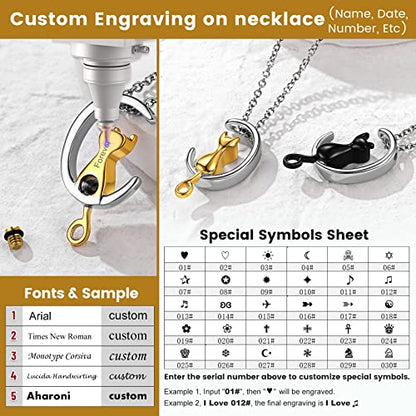 GOLDCHIC JEWELRY Urn Necklaces for Ashes, Stainless Steel Pet/Cross/Birthstone/Tree of Life Personalized Keepsake Memorial Jewelry for Women - color: Cat - 18k Gold Plated, style: Personalized Engraving
