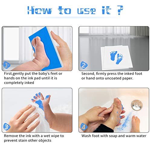 Ink Pad, 5x4'' Washable Non-Toxic Ink Stamp Pad for Baby Footprint Handprint, Sky Blue - color: Sky Blue