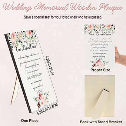 Yookeer 5 Pieces Wedding Memorial Chair Sign Reserved Wooden Table Plaque with Bracket in Memory of Loved Ones Who Died in Heaven - style: Flowers Style